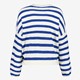 Gebreide dames trui met strepen blauw wit