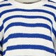 Gebreide dames trui met strepen blauw wit