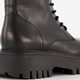 Leren veterboots met dikke zool zwart