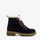 Gevoerde suède dames veterboots navy