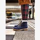 Gevoerde suède dames veterboots navy