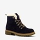 Gevoerde suède dames veterboots navy