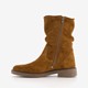Suede dames enkellaarzen cognac