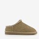 Gevoerde suede heren pantoffels taupe