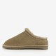 Gevoerde suede heren pantoffels taupe