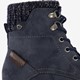 Veterboots blauw met gebreid detail