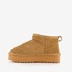 Suede dames enkellaarsjes cognac