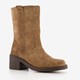 Suede dames laarzen met hak bruin