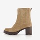 Suede dames enkellaarsjes met hak beige