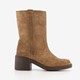 Suede dames laarzen met hak bruin