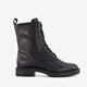Leren dames veterboots zwart