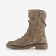 Suede dames enkellaarzen taupe