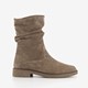 Suede dames enkellaarzen taupe