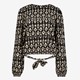 Dames blouse zwart met print