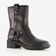 Leren dames biker boots met studs zwart