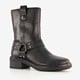 Leren dames biker boots met studs zwart