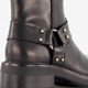 Leren dames biker boots met studs zwart