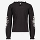 Meisjes shirt geborduurde mouwen zwart