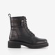 Leren dames veterboots zwart