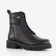 Leren dames veterboots zwart