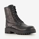 Leren dames veterboots zwart