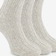 3 paar Noorse sokken lichtgrijs