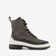 Leren dames veterboots grijs