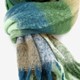 Geblokte dames sjaal met franjes groen blauw