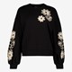 TwoDay dames sweater zwart met geborduurde bloemen