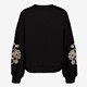 Dames sweater zwart met geborduurde bloemen