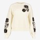 Dames sweater beige met geborduurde bloemen
