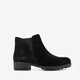 Suede dames enkellaarsjes lage hak zwart