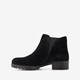 Suede dames enkellaarsjes lage hak zwart