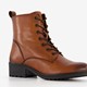 Leren dames veterboots cognac