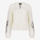 Dames blouse met geborduurde mouwen wit