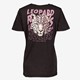 Dames T-shirt acid wash zwart met backprint