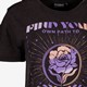 Dames T-shirt acid wash zwart met roos