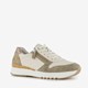 Leren dames sneakers beige/groen