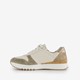 Leren dames sneakers beige/groen