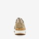 Leren dames sneakers beige/groen