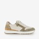 Leren dames sneakers beige/groen