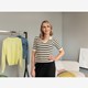 Dames trui met wit met zwarte strepen