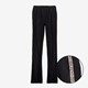 Wide leg broek met bies en luipaard zwart