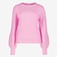 Gebreide dames trui met ballonmouwen roze