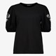 Dames T-shirt met borduursels zwart