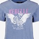 Dames acid T-shirt met opdruk blauw