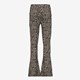 Flared meisjes broek met panterprint beige