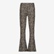 Flared meisjes broek met panterprint beige