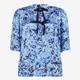 Dames blouse met strikjes blauw