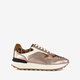 Leren dames sneakers met panterprint goud
